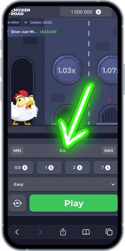 Chicken road Niveau selecteren